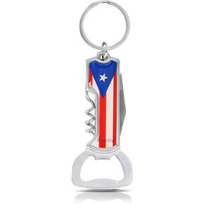 Multifunctional Bottle Opener Keychain Corkscrew Keychains - Carribean Countries (Trinidad and Tobago)
