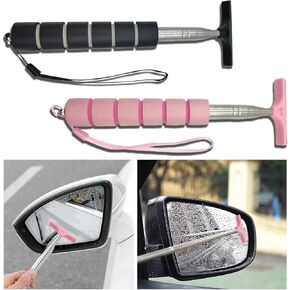 Side Mirror Squeegee, 2 PCS Car Mirror Squeegee, Retractable Car Rearview Mirror Wiper for All Vehicles, Vehicle Accessories Universal for SUV Truck RV (Black/Blue)