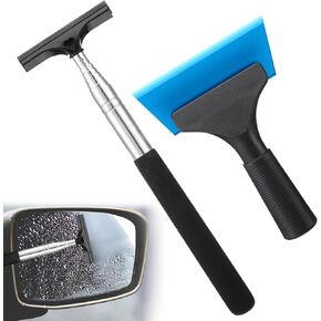 2 PCS Side Mirror Squeegee صغير 39 بوصة مقبض قابلة للسحب ممسحة السيارة مع 5 بوصة نافذة سيارة مصغرة ممسحة مرآة الرؤية الخلفية للباب الزجاجي إكسسوارات ضبابية ممطر