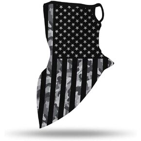 US Flag Face Mask Neck Gaiter Shield Scarf Bandana Face Mask Seamless UV Protection and Windproof Hanging Ears Face Mask for Men Women Motorcycle Cycling Riding Skiing Party（Flag Grey）