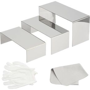 3 قطع من حامل عرض العطور، حامل ذهبي من الفولاذ المقاوم للصدأ، حامل معدني لعرض المجوهرات ورف الحلويات لمتجر البيع بالتجزئة، عرض مستحضرات التجميل على سطح الطاولة، عرض 3.9 بوصة in Kuwait