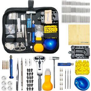 Watch Repair Kit - أدوات استبدال البطارية والبطارية المهنية ، فتاحة الغطاء الخلفي ، مجموعة أدوات إزالة الارتباطات وأداة شريط الربيع مع حالة حمل