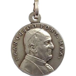 925 Pope Francis Medal, Double-Sided Religious Pendant, Roma St. Peter's Square Design - 100% Made in Italy