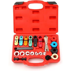 25pcs Fuel Line Disconnect Tool Set for A/C Fuel & Transmission Systems, Mechanics Compatible with Mechanics Most Ford Chevy GM Models (red)