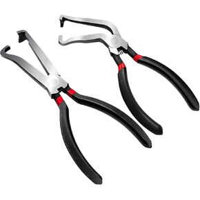 Electrical Disconnect Pliers, Electrical Connector Pliers for Cars(1*Straight&1 * 60°Bend), Fuel Line Petrol Clip Pipe Tools, Automotive Hose Disconnect Tools for Push Tab Style Plugs