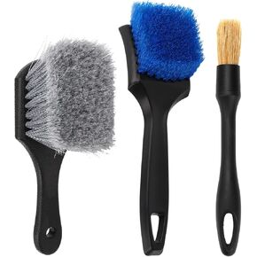 Wheel Rim Tire & Carpet Cleaning Brush Set, Soft & Stiff Bristle Wash Cleaning Supplies Kit for Car All Exterior Surface and Car Interior Cleaning Brush for Car Truck SUV RV Motorcycle