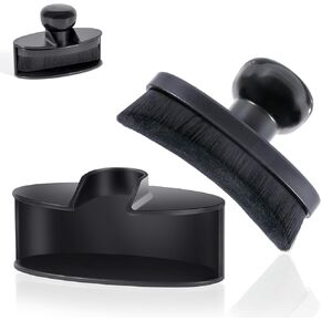 Yoseng Tire Shine Brush - Curved Brush Head & Large 3.8'' Tire Dressing Applicator with Storage Stand for Automotive Detailing, Car Enthusiasts, DIY Users (Vegan, Washable, Black)