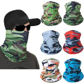 6 حزمة عنق Gaiter Bandana Face Mask Summer UV Protection Cool Face Clothing Sun Cover Cover Cover for Men and Women ، Outdoor Outdoor