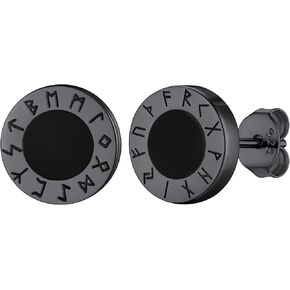 Faithheart Viking Runes أقراط للرجال الفضي/الأسود/الذهبي من الفولاذ المقاوم للصدأ أقراط خفيفة الوزن المجوهر