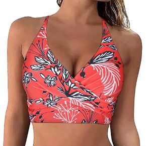 Hilor Women's Push Up Bikini Tops Underwire Swimsuit Top Sexy V Neck Bikini Bathing Suit Swim Tops