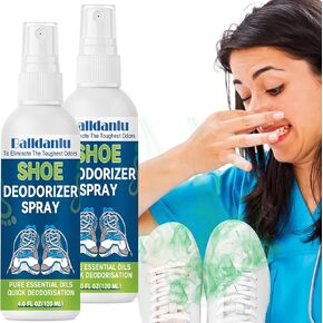 Shoe Deodorizer Spray, 2 Pack Natural Shoe Refresher Spray for Men and Women, Extra Strength Shoe Odor Elimination for All Types of Footwear, Multi-Purpose Shoe Smell Remover Fights Odor and Stink