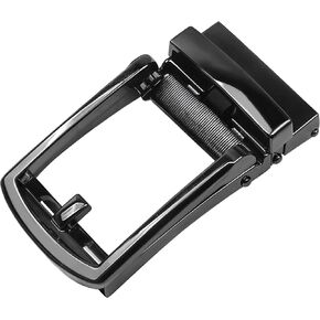 Ratchet Belt Buckle Replacement for Men, Premium Automatic Ratchet Slide Strap Belt Buckles Accessory, Skeleton Shape, Click Adjustable Buckle (Dark Grey, Only Buckle)