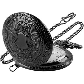 ساعة جيب الكوارتز للرجال Black Shield مع سلسلة - مقياس رقمي رقمي عربي