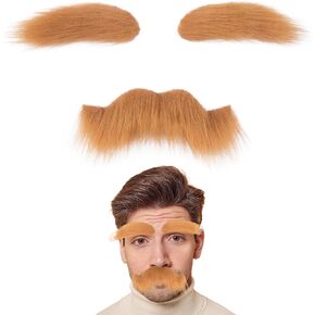 Yan Dream Unisex Self Adhesive Fake Mustache and Eyebrows Adult Man Funny Costume Facial Hair Beard