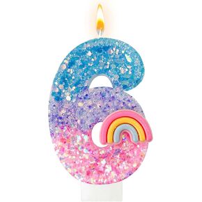 Rainbow Birthday Number Candles, Number 4 Candles, Cupcake Decorations, Macaron Birthday Cake Decorations, Cartoon Theme Party Supplies (Number 4)