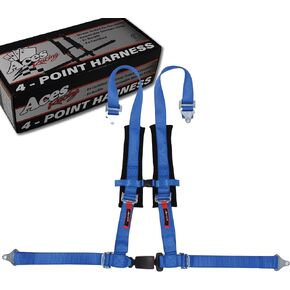 ACES Racing (Single) 4 Points Harness مع Padding و EZ Buckle Technology (Blue)