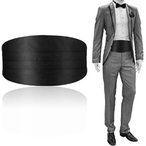 Toulite 47.2 Inch Men's Solid Color Cummerbund with Adjustable Band for Men Tuxedo (Black)