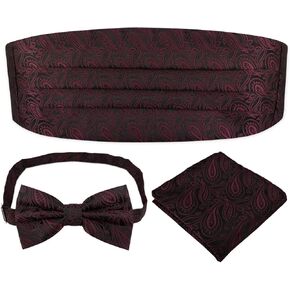 Koolele Cummerbunds Belt & Men's Bow Tie & Pocket Square - لأحداث ربطة عنق الرجال السوداء