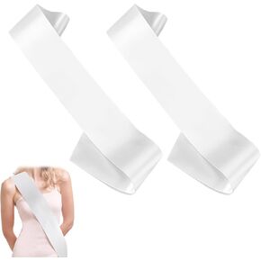 2 Pack White Sash Plain Beauty Pageant Sashes Blank Satin Sashes for Pageants, Plain White Sash, Blank Sashes to Decorate Sashes, DIY Sash for Party Decorations, Wedding, Bridal Shower Birthday Party