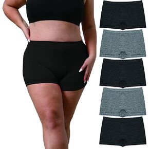 LALESTE Plus Size Boyshort Underwear for Women Soft Stretch Boxer Briefs Full Coverage Women's Boy Shorts Panties 5 Pack