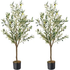 Artificial Fake Olive Tree 6FT Tall 1Pack Faux Silk Olive Tree for Home Living Room Office Decor Faux Artificial Plants Indoor Fake Potted Plants with Fruit & Free Moss