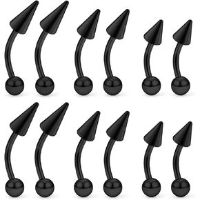 Angel Bites Piercing Jewelry Surgical Steel Vertical Labret Lip Jewelry 16G Snake Bites Piercing Jewelry Curved Barbell Long Spike Eyebrow Rings for Women Men 16g 6mm/8mm/10mm