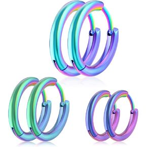 Yolev 316L Surgical Stainless Steel Small Hoop Earrings 8mm 10mm 12mm Hypoallergenic Thin Hoop for Hypoallergenic Cartilage Earrings Lightweight Small Hoop Earrings