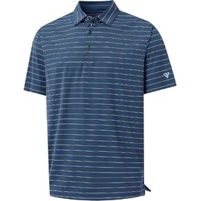 M MAELREG Mens Striped Golf Shirts Short Sleeve Silk-Like Touch Water-Resistant Breathable Soft Collared Polo Shirts for Men