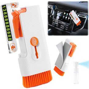 walrfid Window Breaker Seatbelt Cutter with Car Cleaning Kit, 6 in 1 Under Water Car Escape Tool Accessories with Interior Cleaner Supplies Includes Brush, Screen Cleaner Spray and Wipe