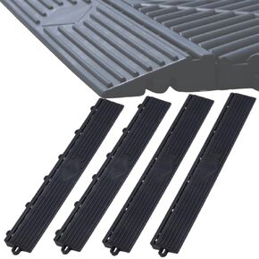 Garage Floor Tiles Looped Edge 4 Pack for Race Deck Garage Floor Tile 15.5" x 2.35" - Black