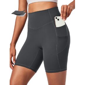Ewedoos Compression Shorts for Women Spandex Biker Shorts Women Tummy Control with Pockets 6" No Front Seam Yoga Gym Workout