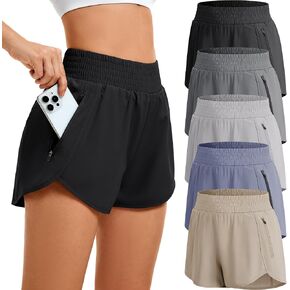 CE' CERDR Women's Athletic Workout Short High Waisted Elastic Running Shorts with Pockets for Gym Casual