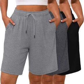 3 Pack Plus Size Bermuda Shorts for Women Comfy Loose Casual Drawstring Sweat Pants with Pockets XL-5XL