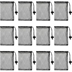 12 PCS Mesh Bags Drawstring Nylon Small Mesh Bags Portable Black Small Drawstring Bag Nylon Storage Meshs Travel Bag for Travel Stuff (6 X 4 Inch)