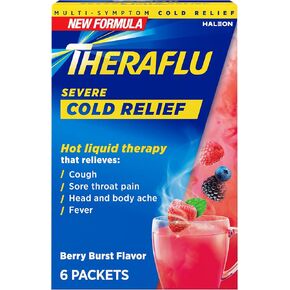 Theraflu Daytime Severe Cold Relief Powder, Berry Burst Flavor, 6 Count