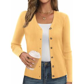 GRACE KARIN Women's Button Up V Neck Long Sleeve Soft Basic Knit Cardigan Sweater