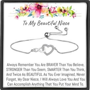MASALADI To My Beautiful Niece Heart Bracelet,Bracelets for Niece,Gift from Niece,Niece Graduation Gift, Christmas Gift, Birthday