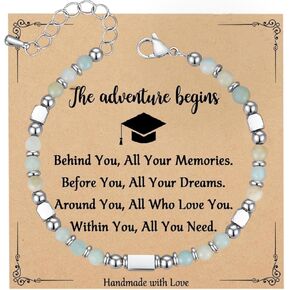 Graduation Gifts for Her 2025 Senior Tiny Gemstone Inspirational Bracelet 5th 8th Grade High School College with Gift Box
