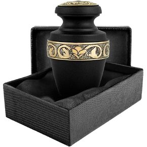 Trupoint Memorials Small Urns for Human Ashes Keepsake, Decorative Mini Cremation Urn for Adult Men and Women, Small Grecian Black and Gold