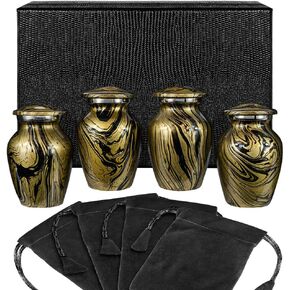 Trupoint Memorials Small Urns for Human Ashes Keepsake, Camouflage and Hunters Decorative Mini Cremation Urn for Adult Men & Women, Set of 4, Brown