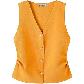 Sweater Vest Top for Women Dressy Sleeveless V Neck Cardigan Sweater Elegant Button Up 2025 Trendy Sweaters Tank Vest