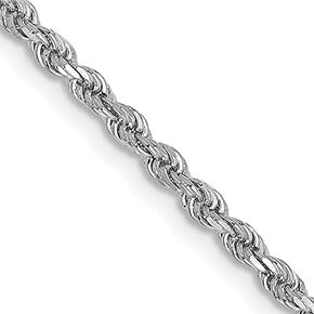 Avariah Solid 14K White Gold 2mm Diamond -Cut Rope مع سلسلة قفل جراد البحر -14.0 "16.0" 18.0 "20.0" 22.0 "24.0" 26.0 "28.0" 30.0 "