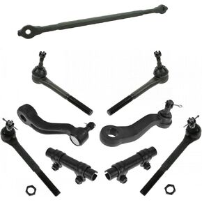 TRQ Front Steering Kit Center Link Idler Arm Pitman Arm Tie Rod Tie Rod Adjusting Sleeve Compatible with 93-00 Chevrolet 92-00 GMC