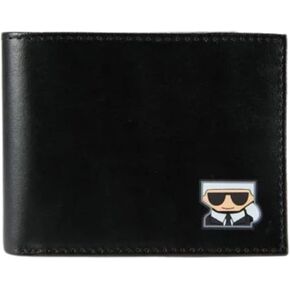 Karl Lagerfeld Paris Men's Leather Billfold, Black, One Size