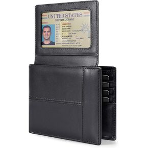 Swallowmall Leather Wallet للرجال من الجلد الأصلي RFID حظر محافظ ثنائية الأطراف مع 2 فتحات Windows 13 فتحات بطاقة