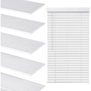 LazBlinds 2 Inch Faux Wood Blinds with Crown Valance, Cordless Blinds for Windows, Room Darkening Horizontal Window Blinds, 34 5/8" W x 36" H, White with Wood Grain
