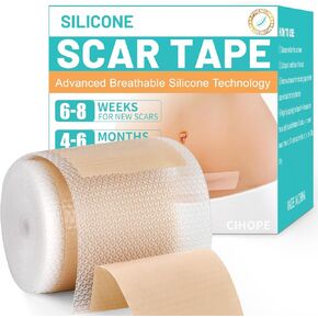 Advanced Silicone Scar Tape for Surgical Scars - 1.6" x 120" Roll - Make Scars Smaller and Less Visible - Silicone Scar Sheets Strips for C-Section, Tummy Tuck, Acne, Burn, & Keloid Scar Treatment