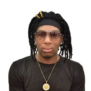 Black headband + Black Braided Wig + 3 Hair Rings Silver Hip-Hop Sporty For Costume Black Wig Cap Unisex Dreadlock Wig