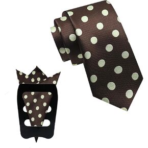 Mens Tie Set Polka Dot Ties for Men and Pocket Square with Holder Necktie Sets for Business Wedding