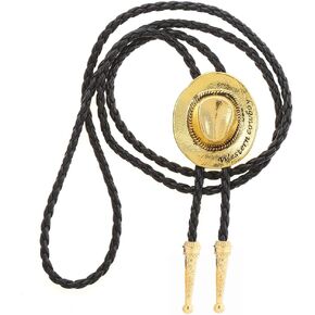 Huabola Calyn Rodeo Western Cowboy Bolo Tie للرجال ، رعاة البقر قبعة الذهب بولو التعادل ، إكسسوارات أزياء القلادة الغربية